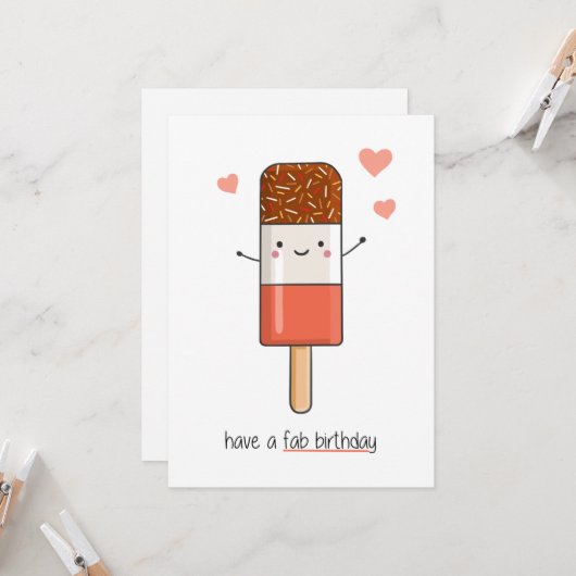 Happy Birthday-kaart - Fab Kaart (Voorkant / Achterkant in situ)