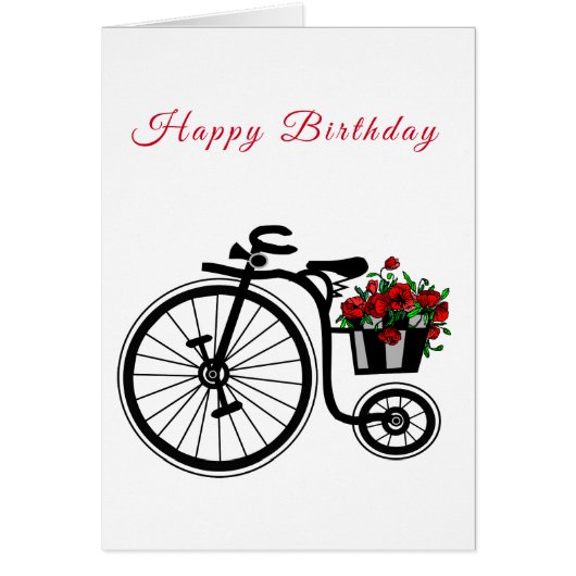 Happy Birthday Kaart Flowers Bike - Romantisch (Voorkant)