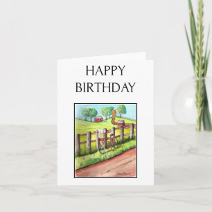 Happy Birthday Kaart, Folk Art Schilderij Print Kaart