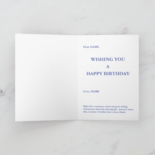 Happy Birthday kaart, foto vult de voorste Kaart (Binnen)