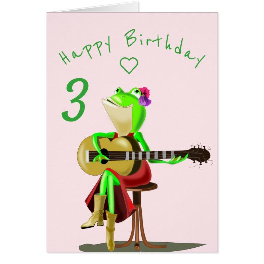 Happy Birthday Kaart Frog met Guitar (Voorkant)