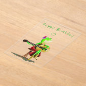 Happy Birthday Kaart Frog spelen gitaar grappig Acryl Uitnodigingen (Laagn)