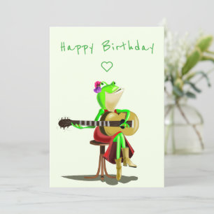 Happy Birthday-kaart - Fun - Frog Plays Guitar Kaart
