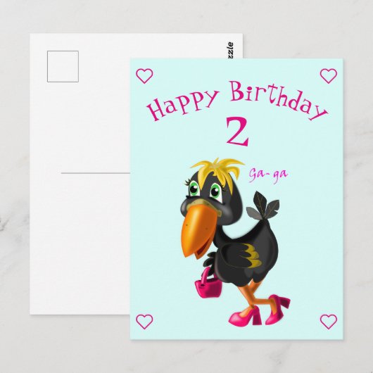 Happy Birthday Kaart - Funny Bird - Uw leeftijd /  (Voorkant / Achterkant)