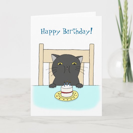 Happy Birthday Kaart Funny Black Cat Verjaardag Ka (Voorkant)