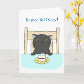 Happy Birthday Kaart Funny Black Cat Verjaardag Ka (Gele Bloem)