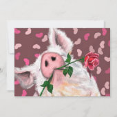 Happy Birthday Kaart Funny Gentleman Pig met Roos (Achterkant)