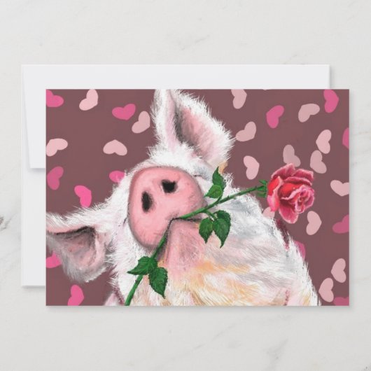 Happy Birthday Kaart Funny Gentleman Pig met Roos (Achterkant)