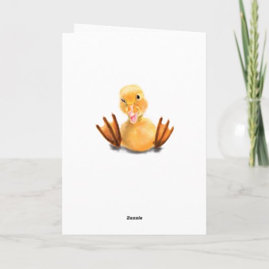 Happy Birthday Kaart Funny Yellow Duck Playful Win (Achterkant)