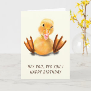 Happy Birthday Kaart Funny Yellow Duck Playful Win