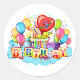 Happy Birthday Kaart (generiek) Ronde Sticker