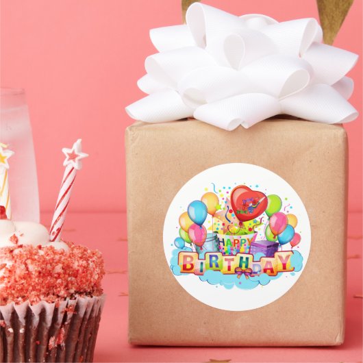 Happy Birthday Kaart (generiek) Ronde Sticker (Feest)