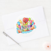 Happy Birthday Kaart (generiek) Ronde Sticker (Envelop)