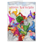 Happy Birthday Kaart Gnomes Paty Fun (Voorkant)