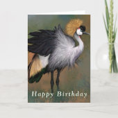 Happy Birthday Kaart Gray Crowned Crane Bird (Voorkant)