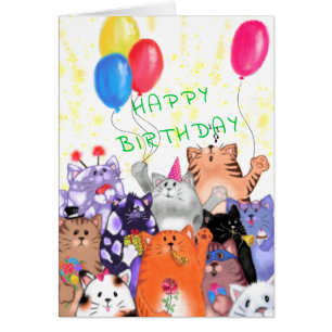 Happy Birthday Kaart Happy Cats Party
