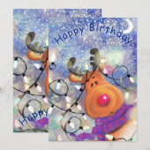 Happy Birthday Kaart Happy Christmas Rendier (Voorkant / Achterkant)