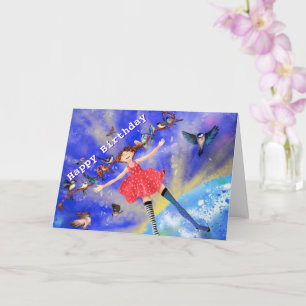 Happy Birthday Kaart Happy Girl met vogels