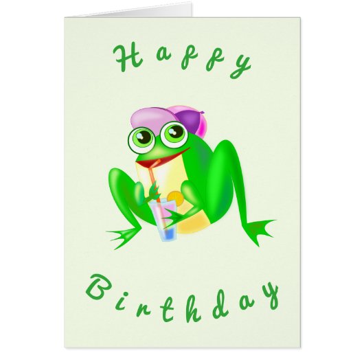 Happy Birthday Kaart Happy Party Frog - Fun (Voorkant)