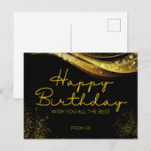 Happy Birthday-kaart in goud en zwart Aankondigingskaart (Voorkant / Achterkant)