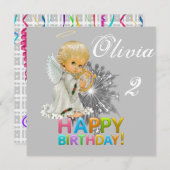 Happy Birthday Kaart Invitation Angel (Voorkant / Achterkant)