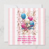 Happy Birthday Kaart Invitation Balloons Streep Ro (Achterkant)