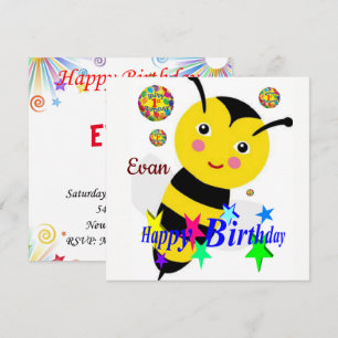 Happy Birthday Kaart Invitation Bumblebee