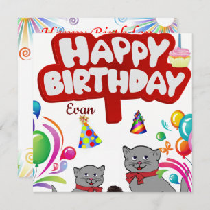 Happy Birthday Kaart Invitation Cats