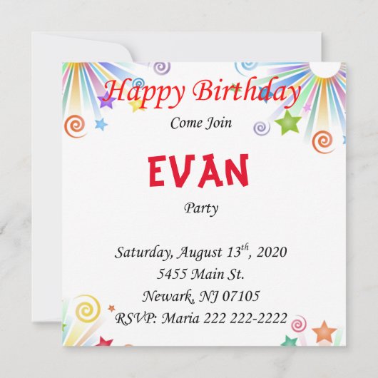 Happy Birthday Kaart Invitation Giraffe Monkey (Achterkant)