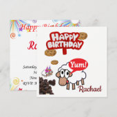 Happy Birthday Kaart Invitation Lamb (Voorkant / Achterkant)