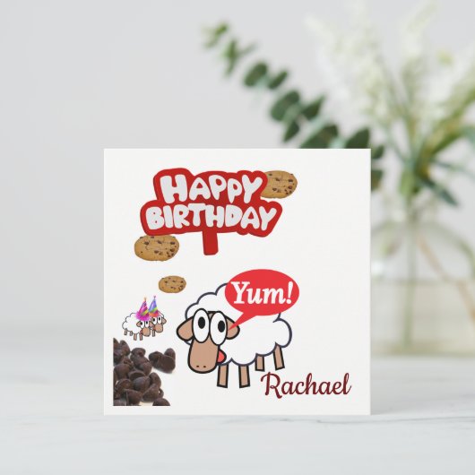 Happy Birthday Kaart Invitation Lamb (Staand voorkant)