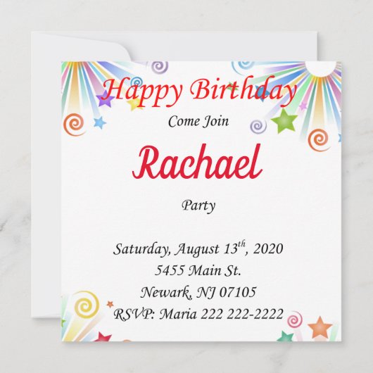 Happy Birthday Kaart Invitation Lamb (Achterkant)