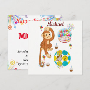 Happy Birthday Kaart Invitation Monkey 2 jaar oud
