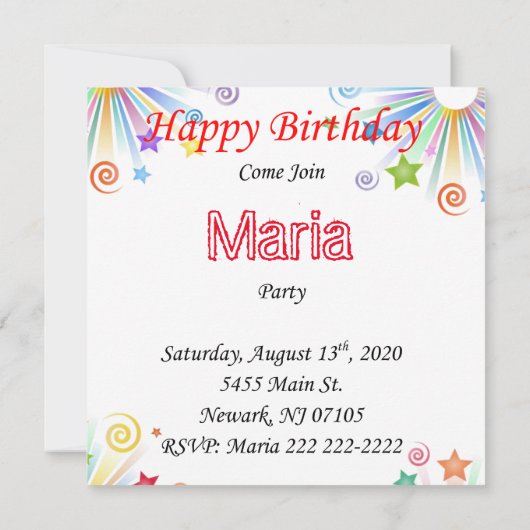 Happy Birthday Kaart Invitation Rabbit (Achterkant)