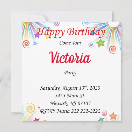 Happy Birthday Kaart Invitation Red Hearts (Achterkant)