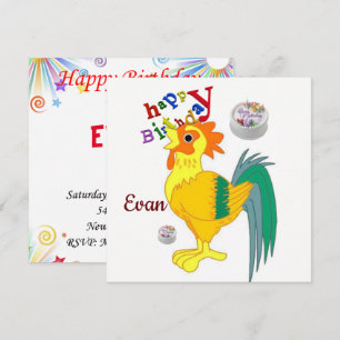 Happy Birthday Kaart Invitation Rooster