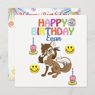 Happy Birthday Kaart Invitation Wolf