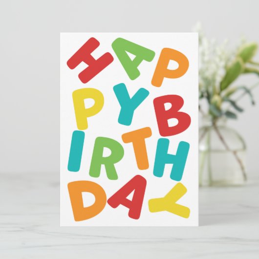 Happy Birthday Kaart - Jumbled Letters (Staand voorkant)