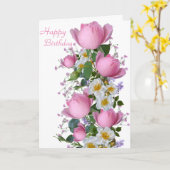 Happy Birthday-kaart Kaart (Gele Bloem)