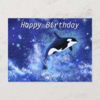 Happy Birthday Kaart Killer Whale op Volle Maan