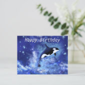 Happy Birthday Kaart Killer Whale op Volle Maan (Staand voorkant)
