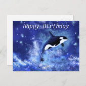 Happy Birthday Kaart Killer Whale op Volle Maan (Voorkant / Achterkant)