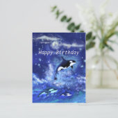 Happy Birthday Kaart Killer Whales on Full Moon (Staand voorkant)