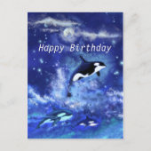 Happy Birthday Kaart Killer Whales on Full Moon (Voorkant)