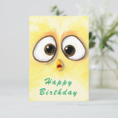 Happy Birthday Kaart Kippen Verrafte grote ogen (Staand voorkant)