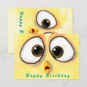 Happy Birthday Kaart Kippen Verrafte grote ogen (Voorkant / Achterkant)