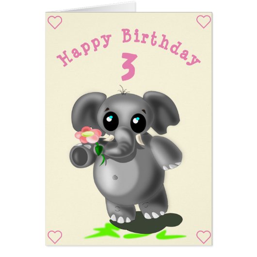 Happy Birthday Kaart Little Elephant - persoonlijk (Voorkant)