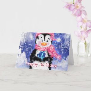 Happy Birthday Kaart Little Penguin - Winter