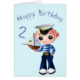 Happy Birthday Kaart - Little Sailor - kapitein