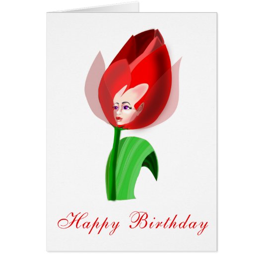 Happy Birthday Kaart Little Tulip Girl (Voorkant)